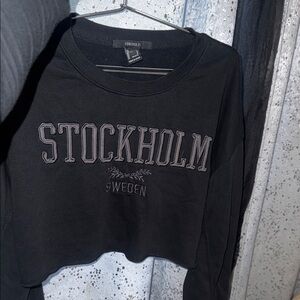Forever 21 Black Cropped Stockholm Sweatshirt
